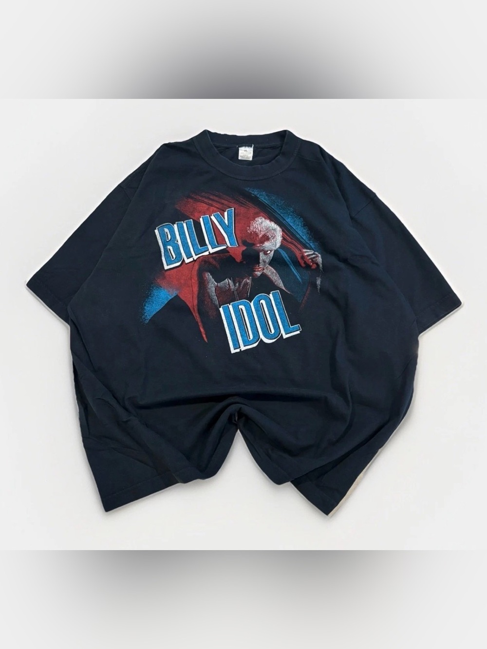 Billy Idol T-shirt Reprint Size XL Front and Back Print Y2K Black 80s Music Tee
